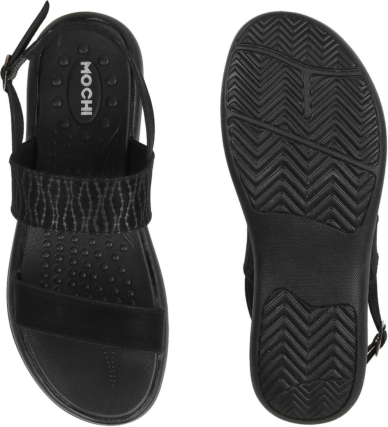 Image of MOCHI TexturedOpenToeComfortHeelsWithBuckles Women Flats