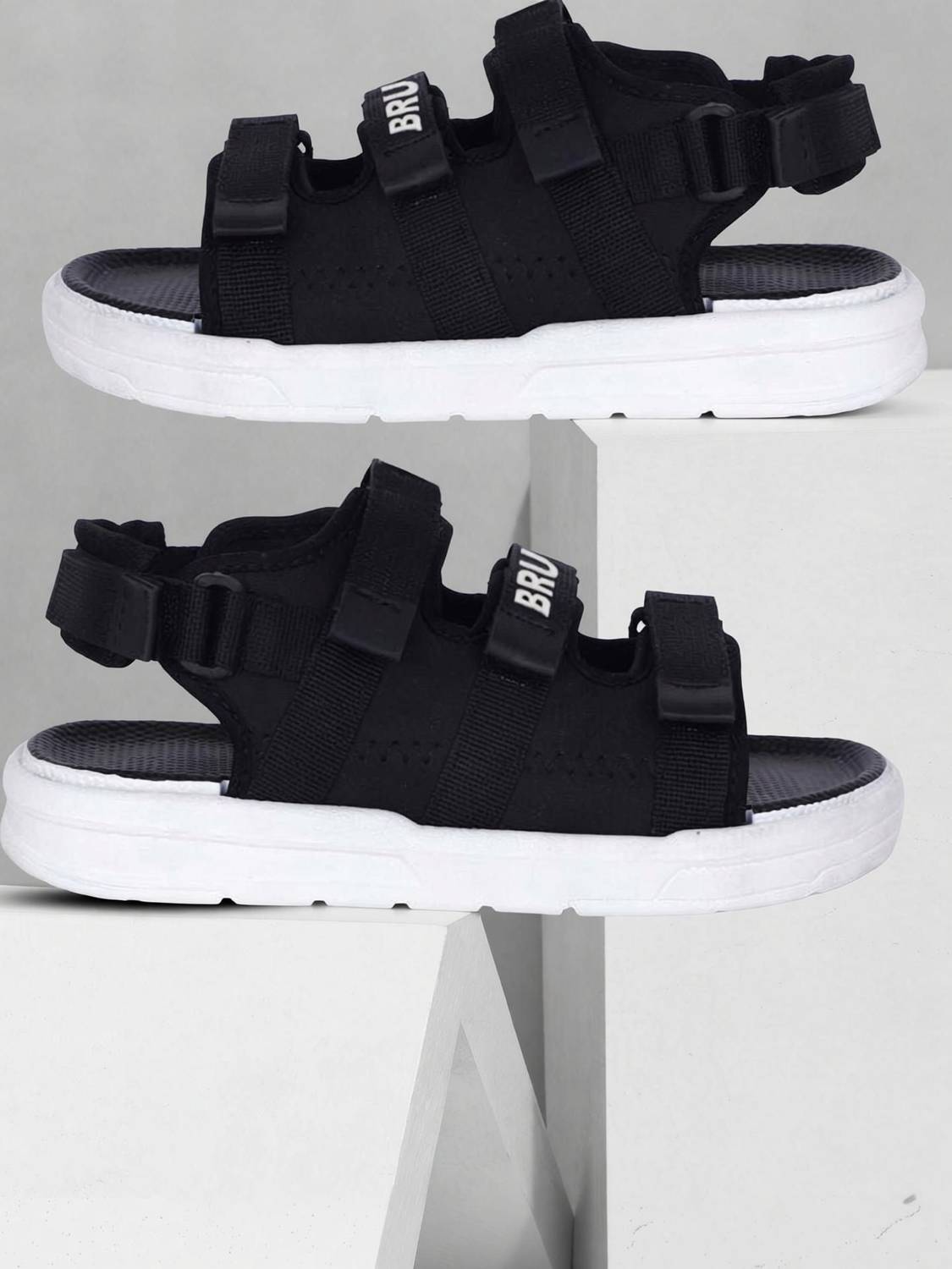 BRUTON Men Black Sandals - Image 4