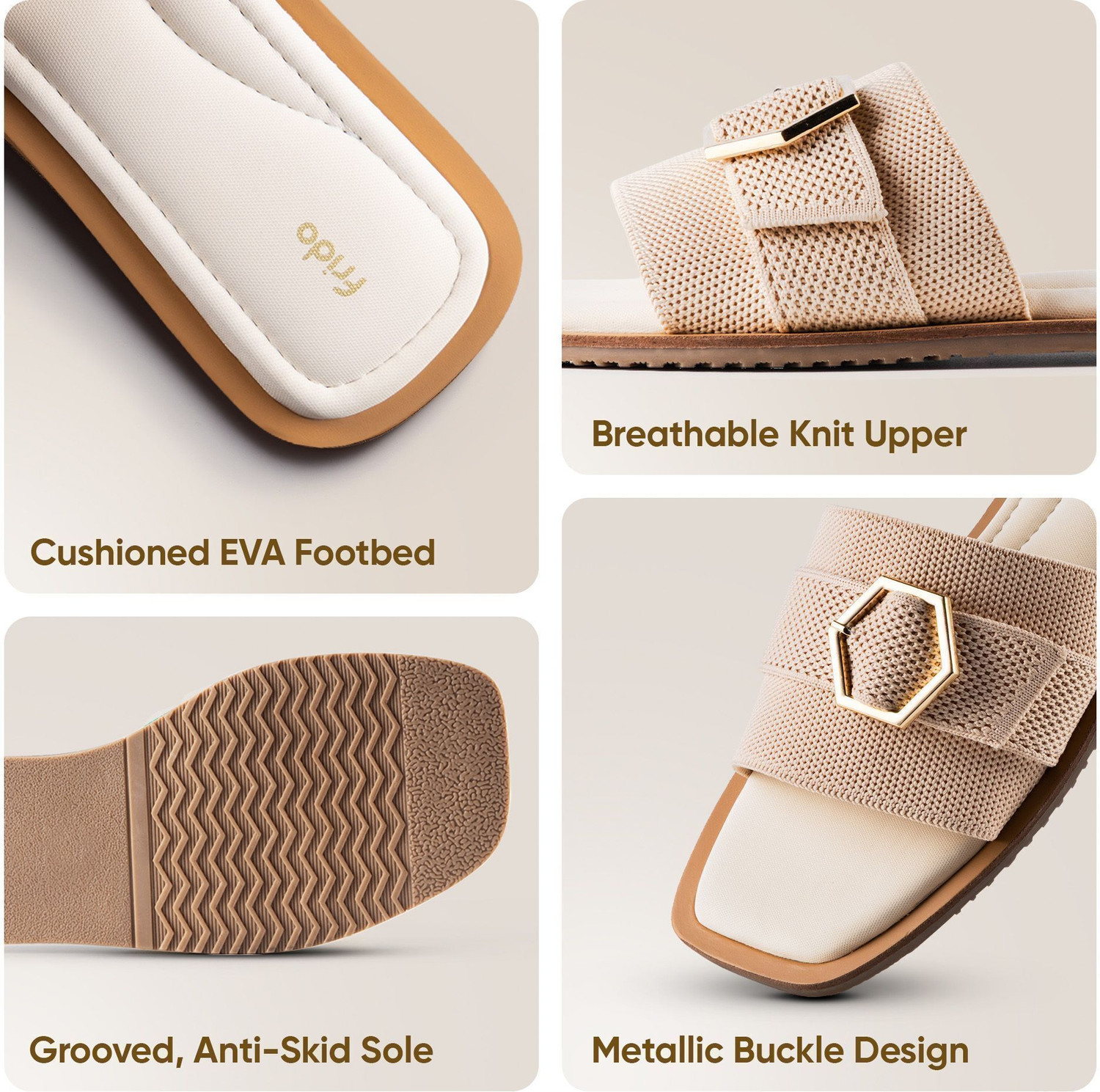 Image of Frido Comfort Flat Stylish Footwear With Cushioned Zero-Drop Sole, Padded Knit Upper Women Flats
