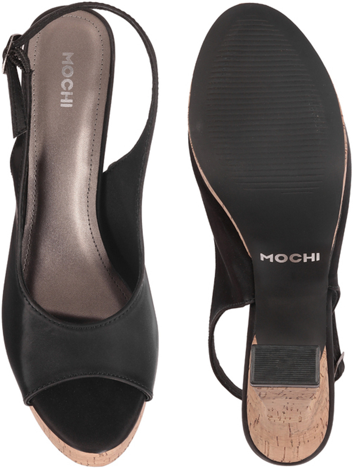 Image of MOCHI Women BlockHeeledPeepToes Heels Sandal (Black, 7)