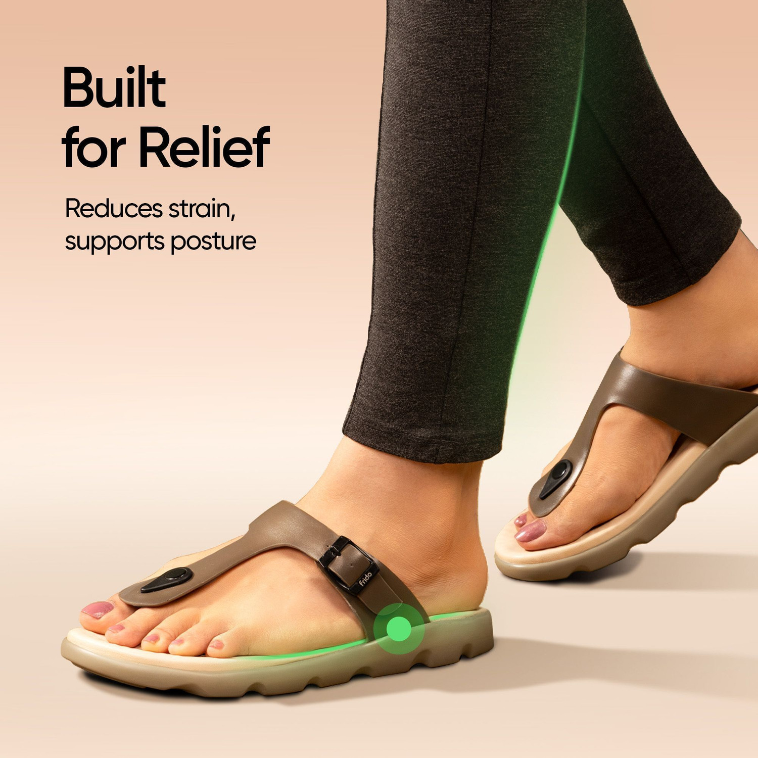 Image of Frido Cloud Comfort Arch & Heel Support with Anti-Skid Sole, Adjustable Buckle Strap Women Sandals