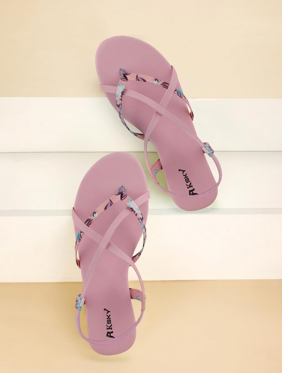 Image of ZEBIN Women Flats Sandal (Pink, 5)