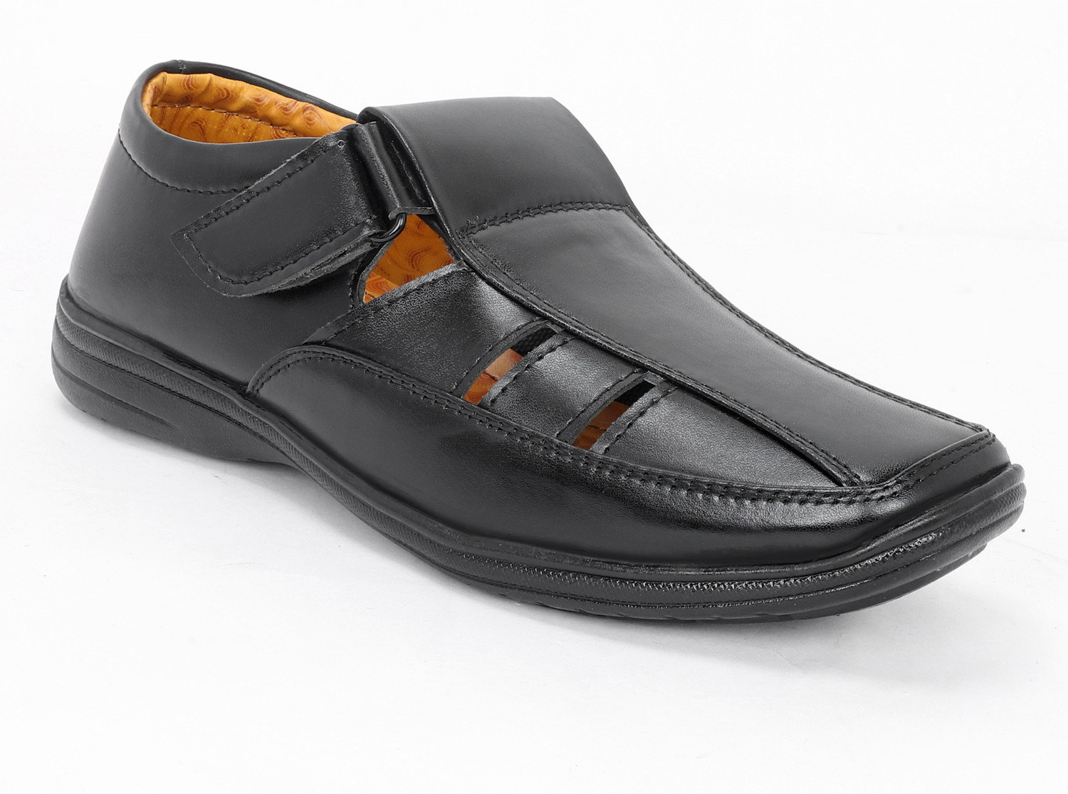 Image of biloni Men Flats Sandal (Black, 9)