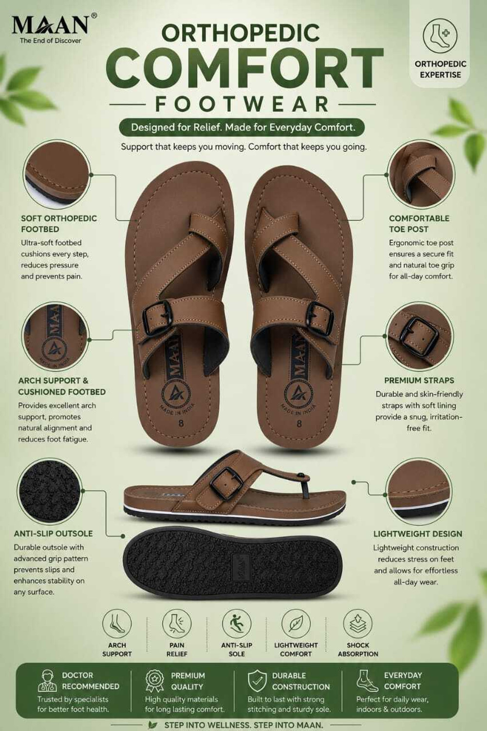 Image of Maan Men Sandal (Multicolor, 8)