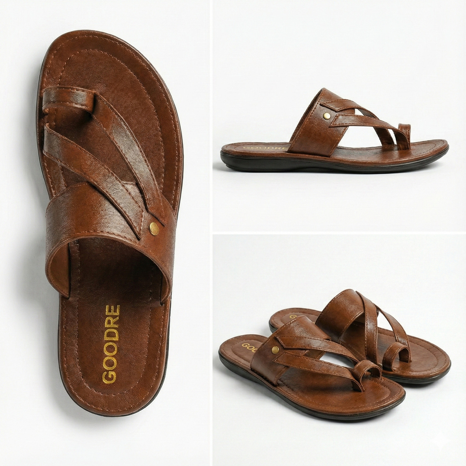 Image of GOODREED Men Flats Sandal (Brown, 7)