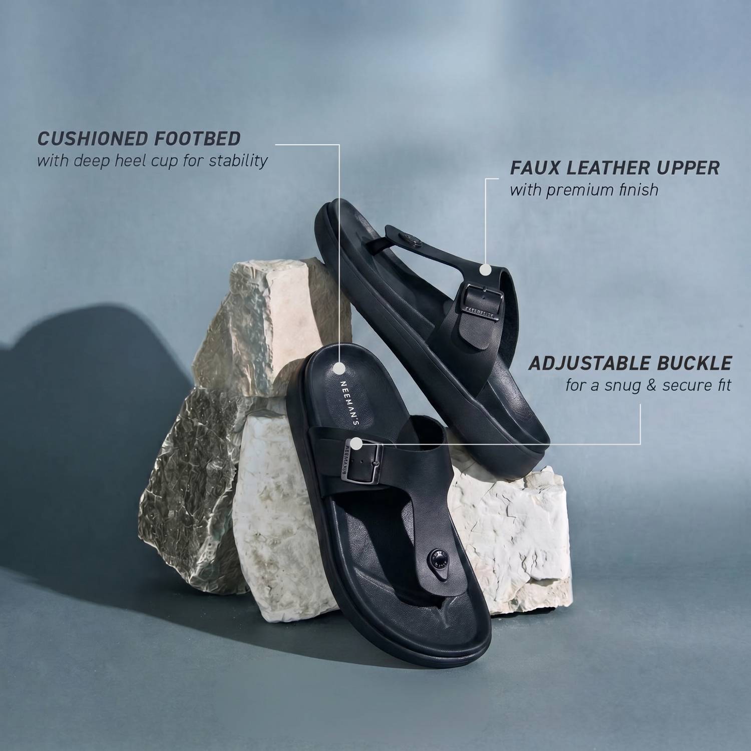 Neemans Men Black Sandals - Image 4