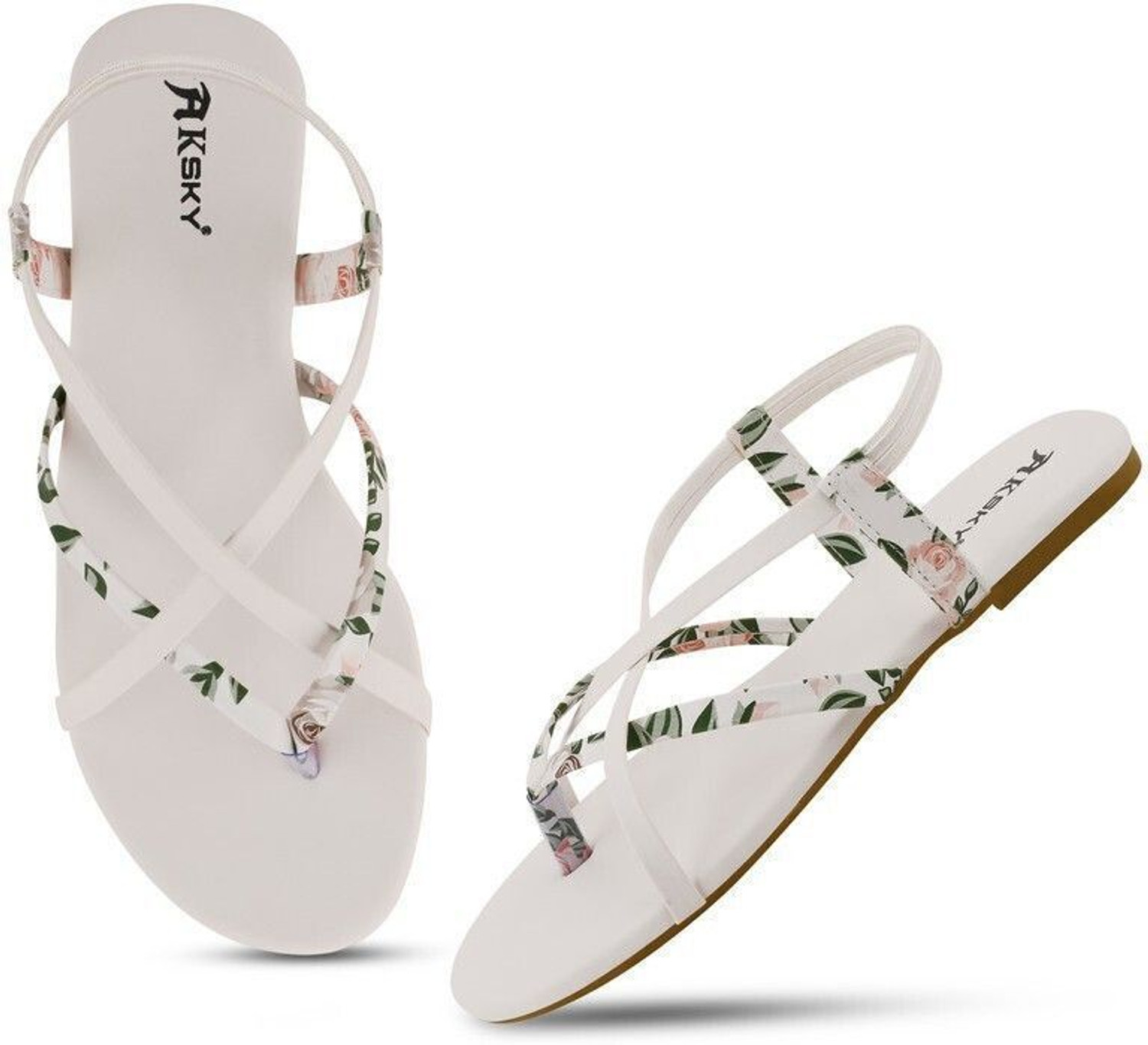 Image of ZEBIN Women Flats Sandal (White, 3)
