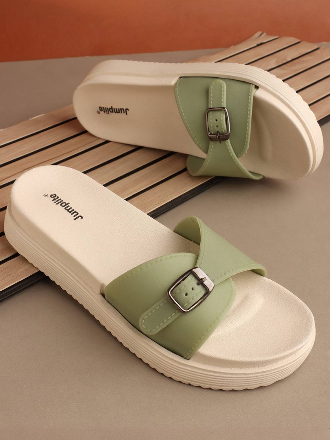 JUMPLITE Women Casual Sandal (Green , 8)
