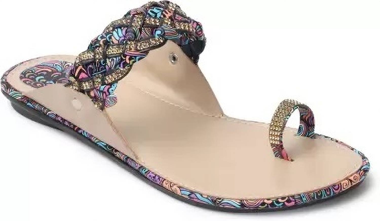 ladies hub Women Flats Sandal (Blue, Multicolor , 8)