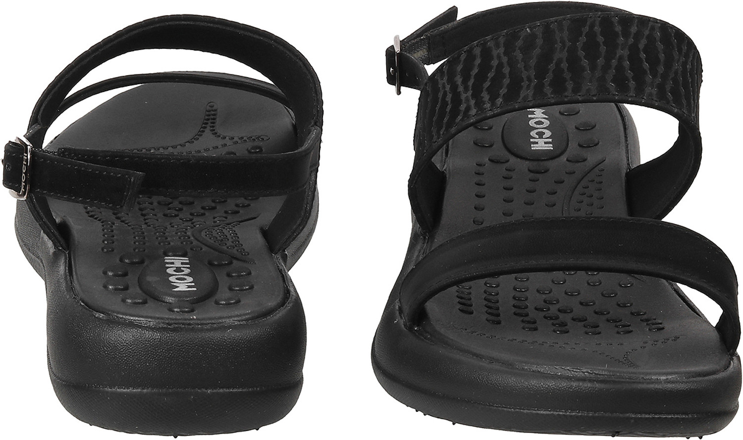 Image of MOCHI TexturedOpenToeComfortHeelsWithBuckles Women Flats