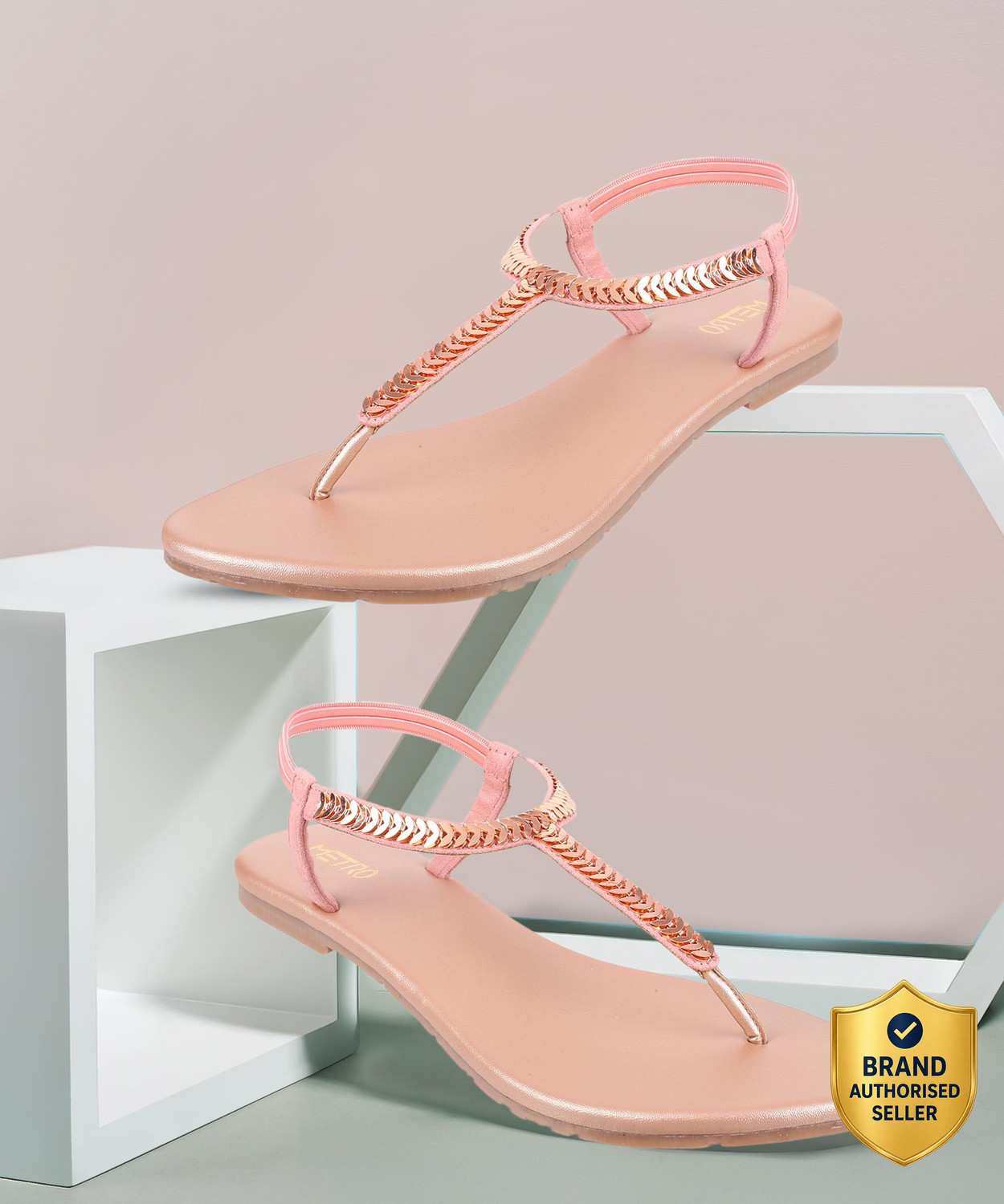 Image of METRO EmbellishedT-StrapFlatsWithBackstrap Women Flats