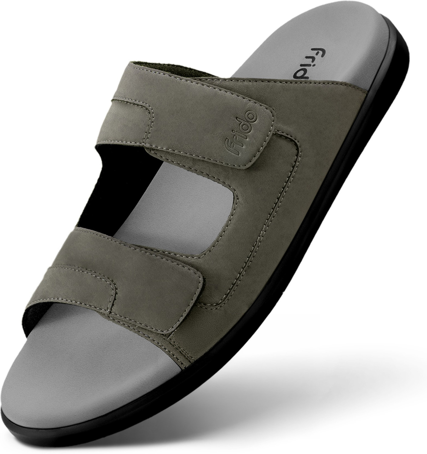 Image of Frido Comfort Dual Strap Footwear With Bounce Back Cushioned Footbed Adjustable Velcro Men Casual
