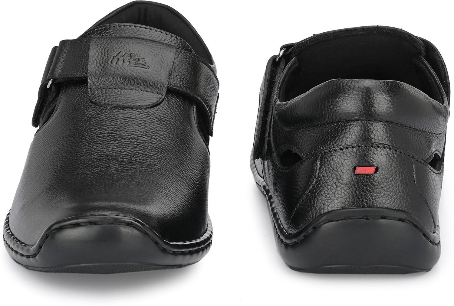 Image of Hitz Black Leather Shoe-Style Sandals Men Casual