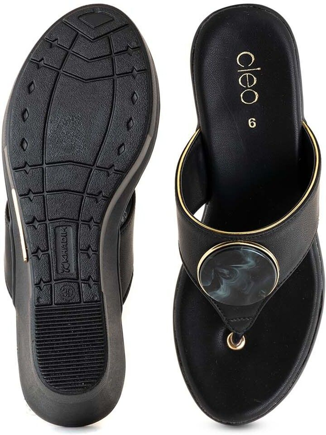 Image of Khadim's Women Lightweight Comfort Extra Soft Trendy Premium Stylish Wedges Sandal (Black, 7)