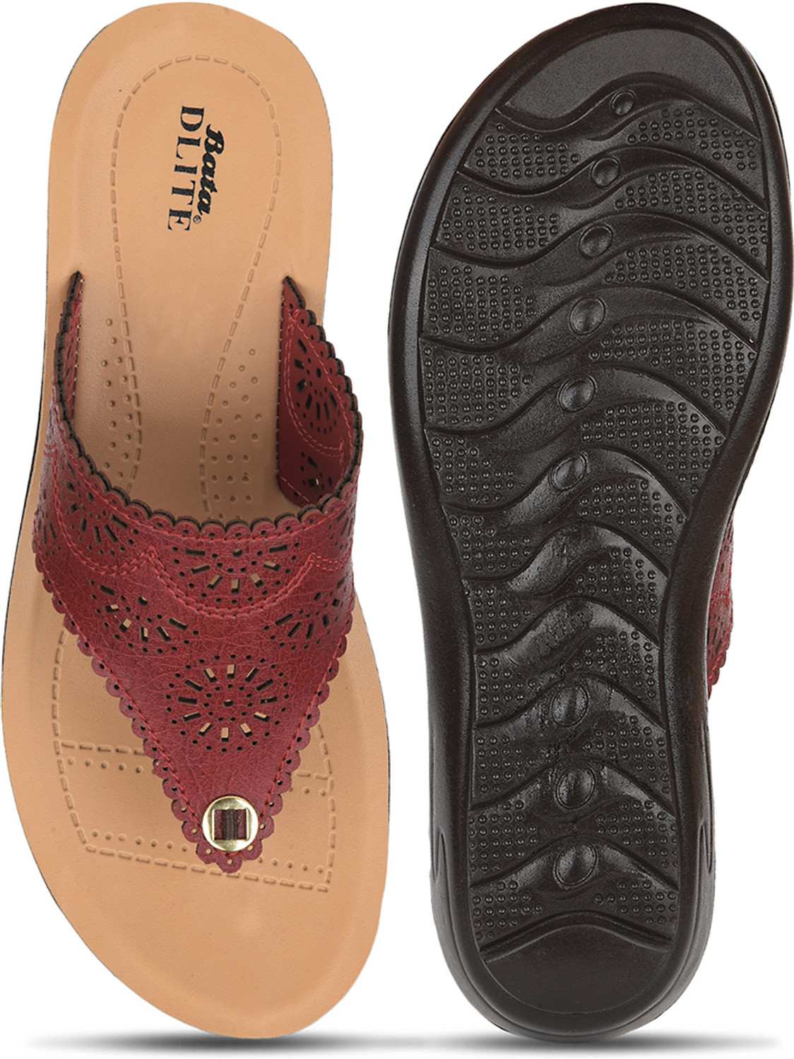 Image of Bata Women Flats Sandal (Maroon, 6)