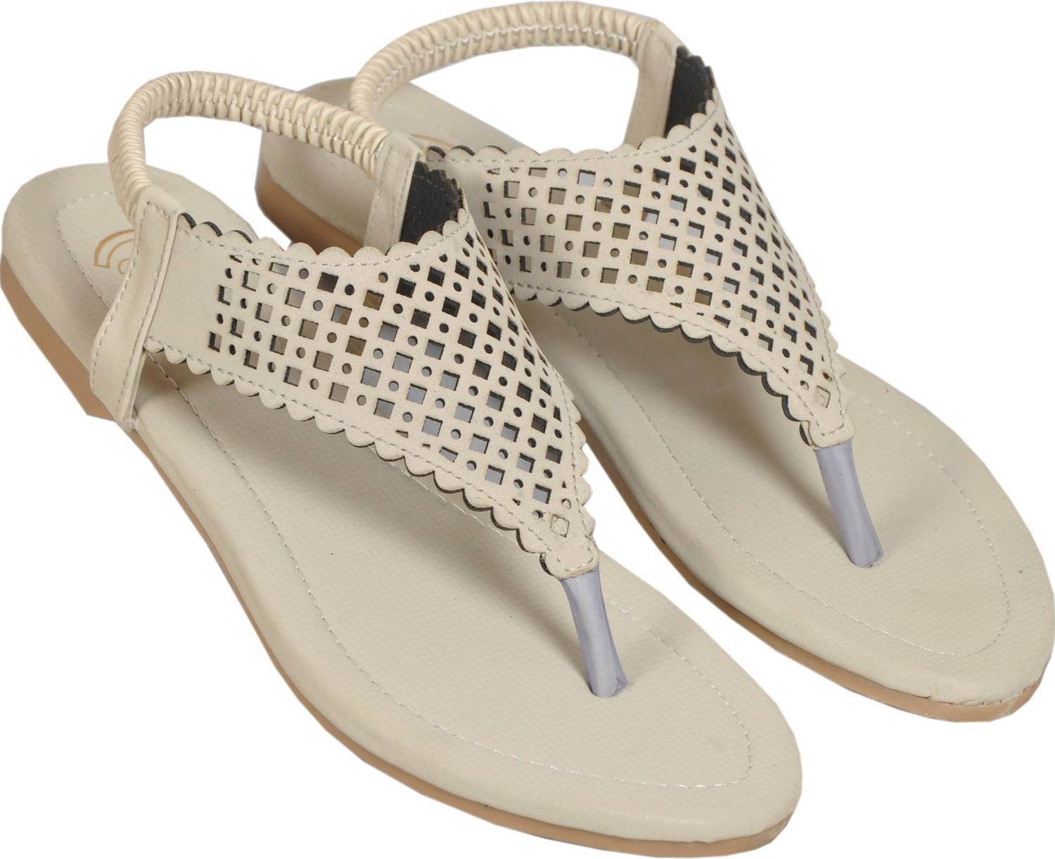 STYRAFEET Women Flats Sandal (Off White , 6)