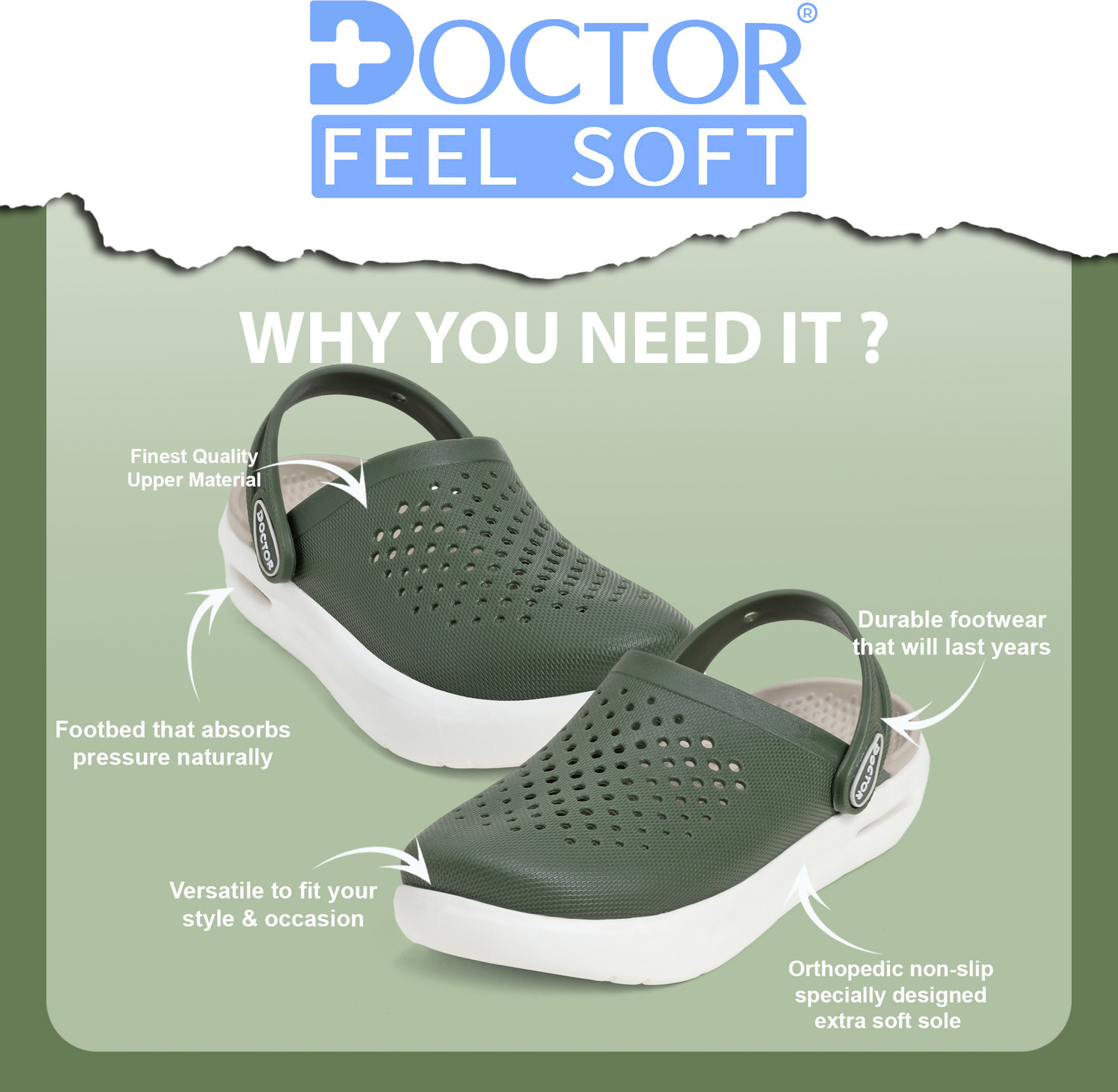 Image of DOCTOR FEEL SOFT Clogs Soft Sole Lightweight Comfortable Utility Wear Footwear Men Clogs Men Clogs
