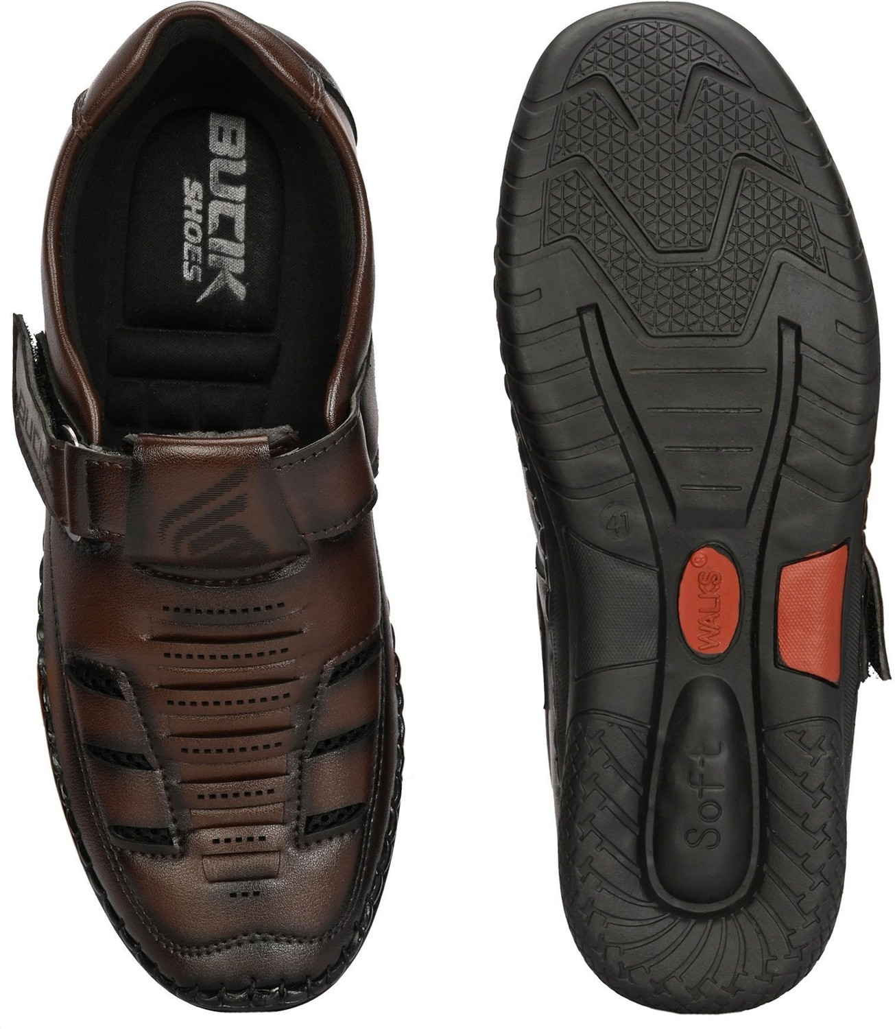Image of Bucik BCK8030 Lightweight Casual Soft Cushion Comfort Easy Solid Velcro Men Sandals