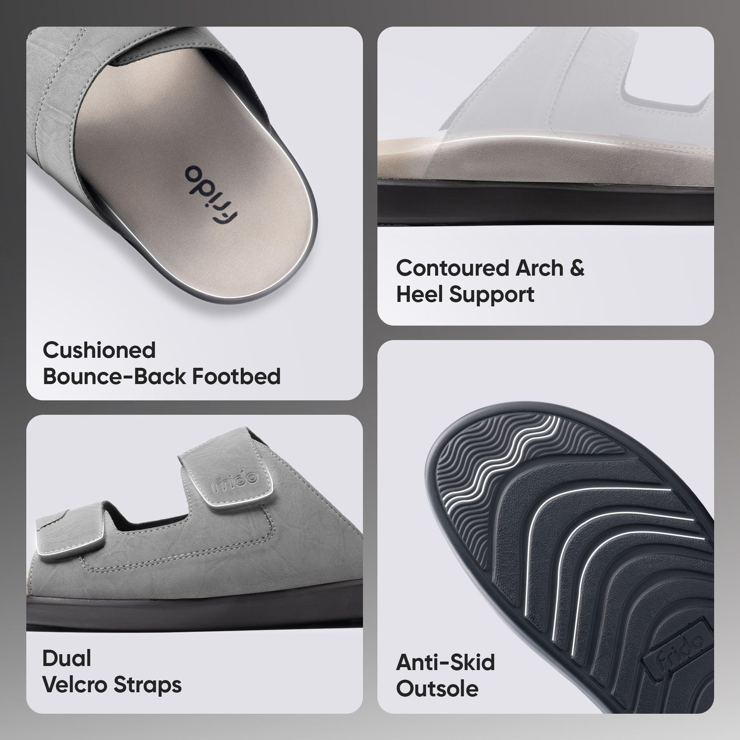 Image of Frido Comfort Dual Strap Footwear With Bounce Back Cushioned Footbed Adjustable Velcro Men Casual