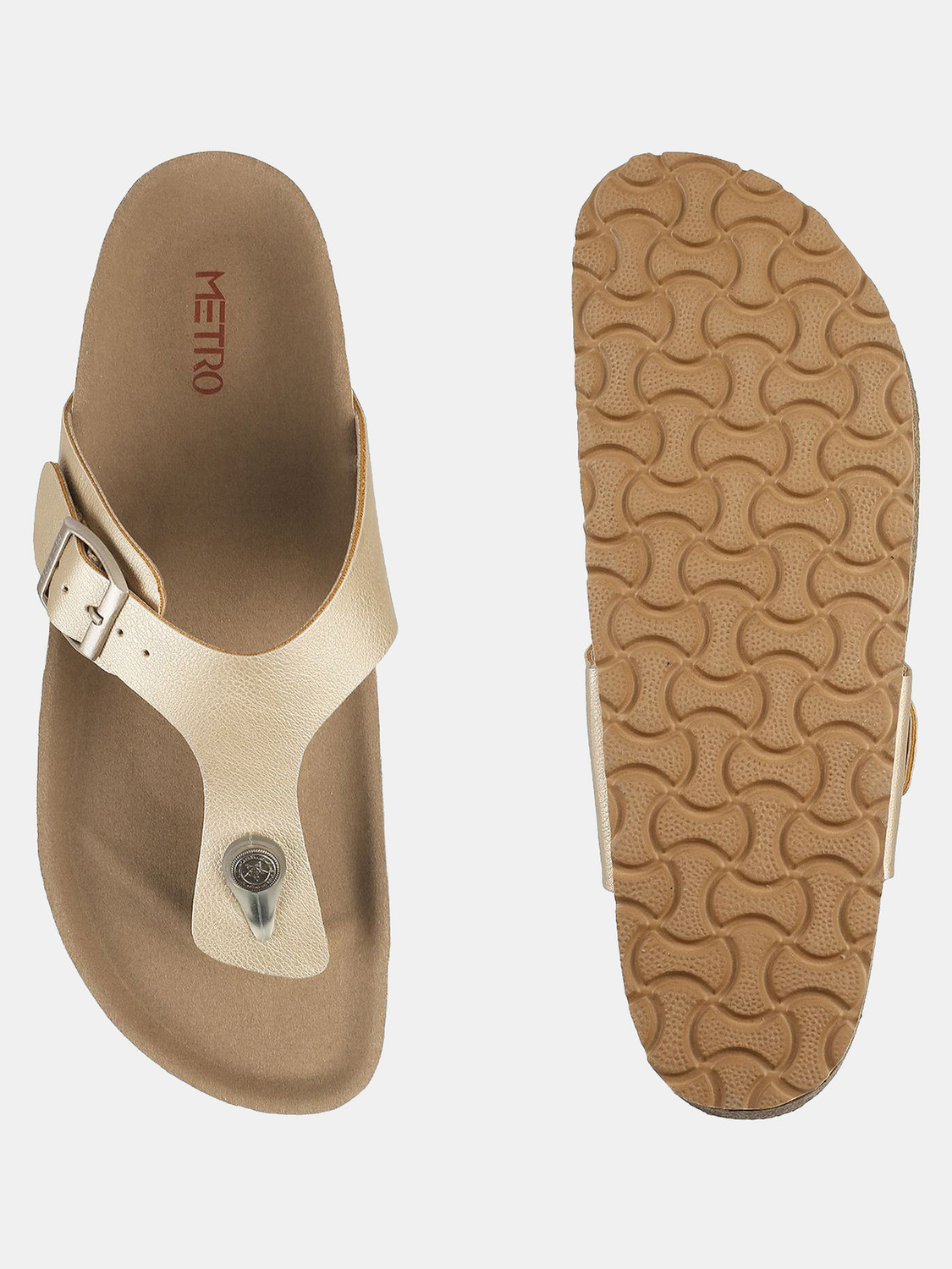 Image of METRO SyntheticOpenToeT-Strap Women Flats