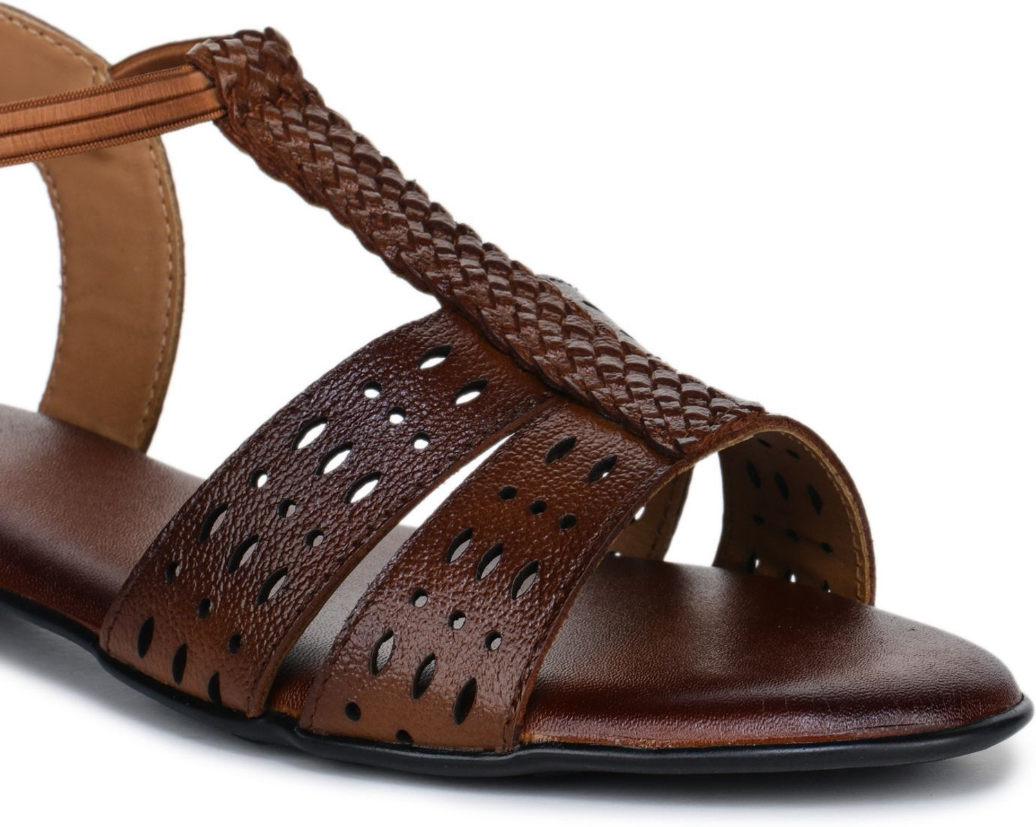 Image of Zoom Shoes Genuine Leather Women Casual Textured Open Toe Flats Women Casual