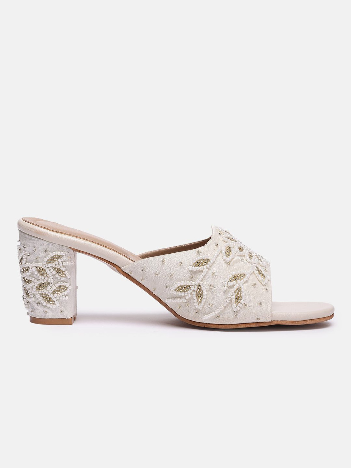 Image of House of Pataudi Women Heels Sandal (Off White, 5)