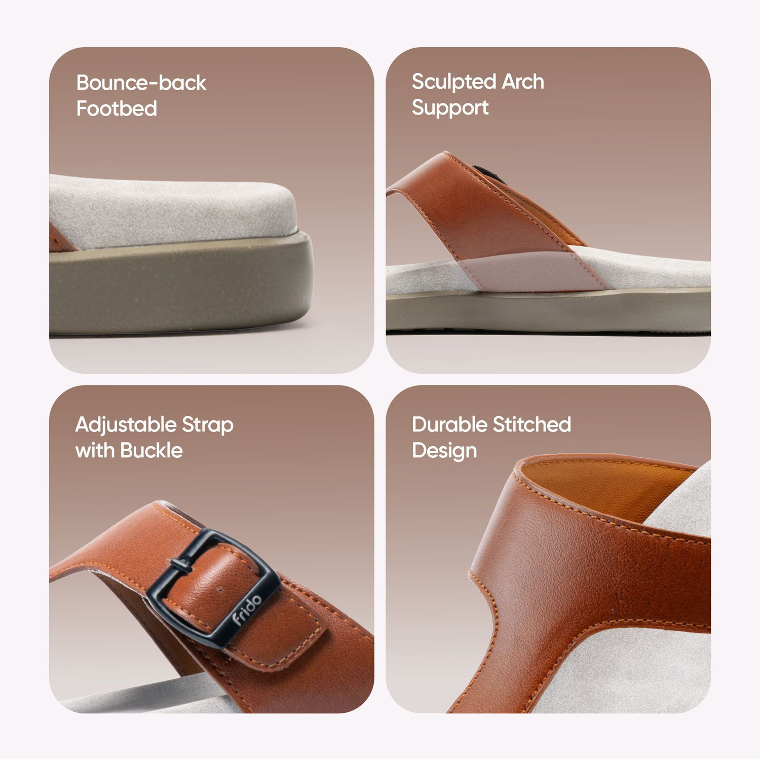 Image of Frido Cloud Comfort Diabetic Ortho Arch Support for Pain Relief Anti-Skid Sole Cushion Men Sandals