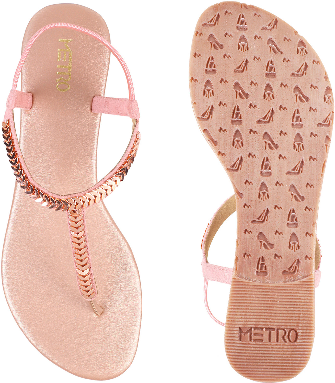Image of METRO EmbellishedT-StrapFlatsWithBackstrap Women Flats