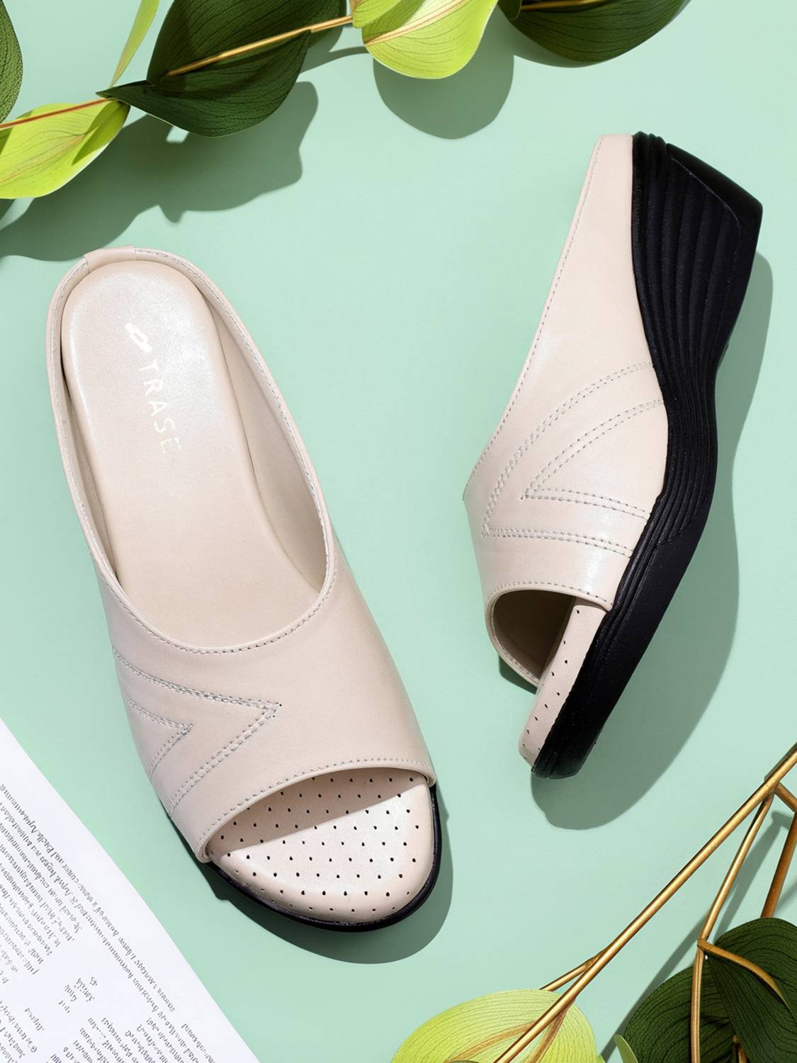 TRASE Women Wedges Sandal (Off White , 8)