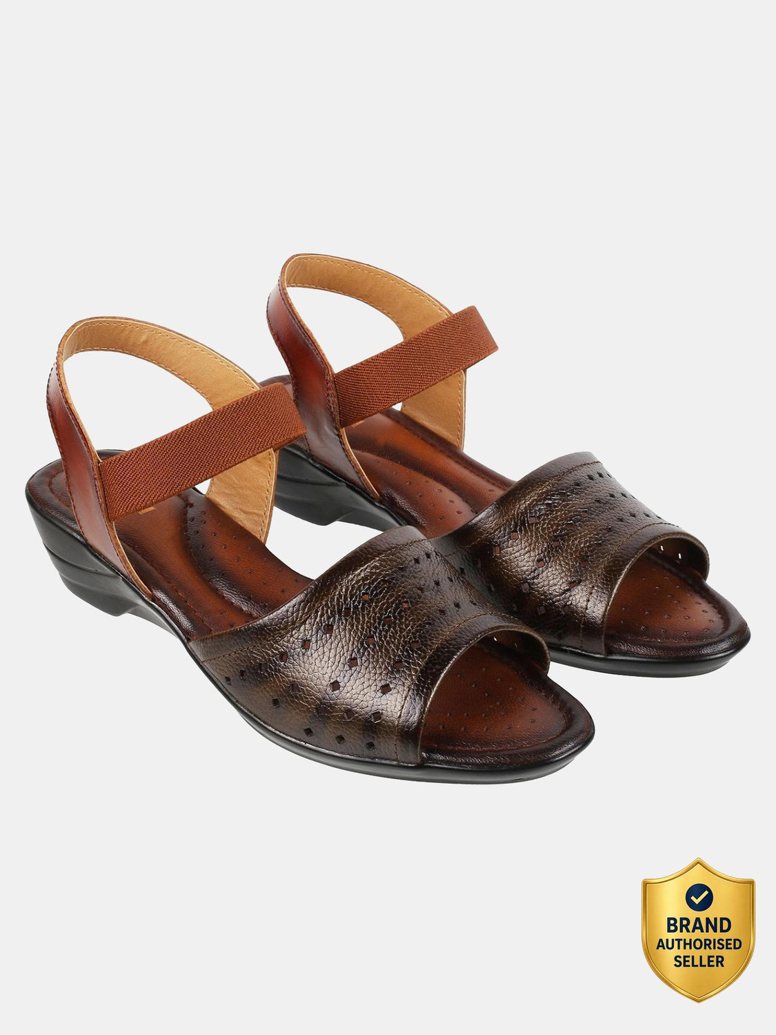 Image of MOCHI TexturedLeatherWedgesWithLaserCuts Women Wedges