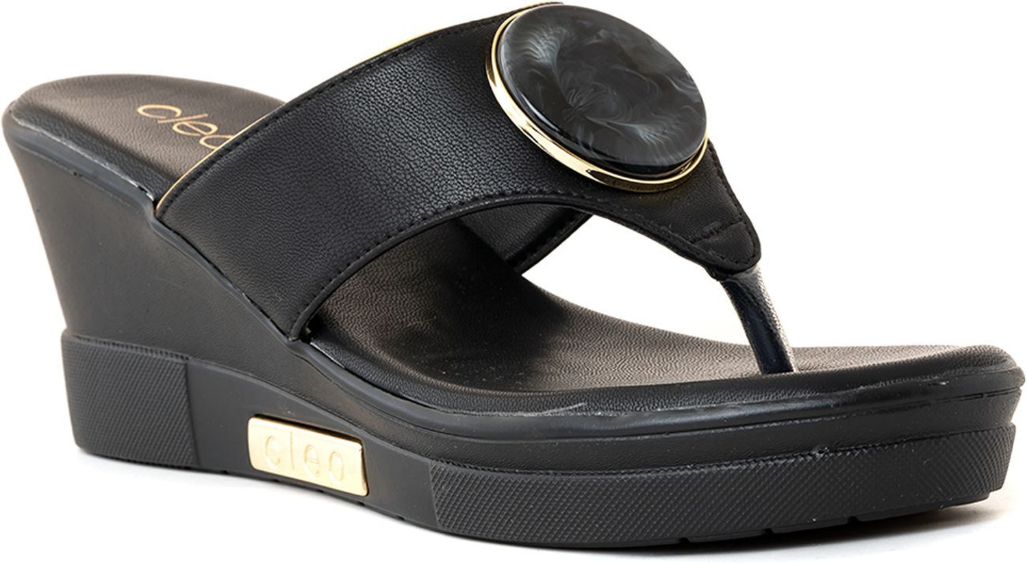 Image of Khadim's Women Lightweight Comfort Extra Soft Trendy Premium Stylish Wedges Sandal (Black, 7)