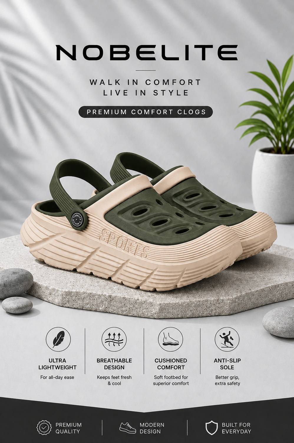 NOBELITE Men Beige Sandals - Image 1