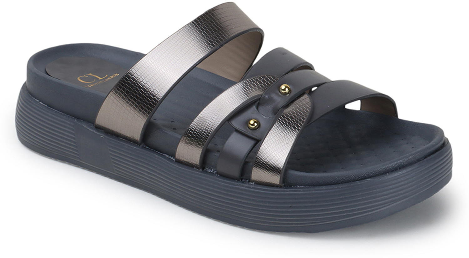 Image of CARLTON LONDON Women Women's Textured Platform Sandals Casual Sandal (Grey, 3)