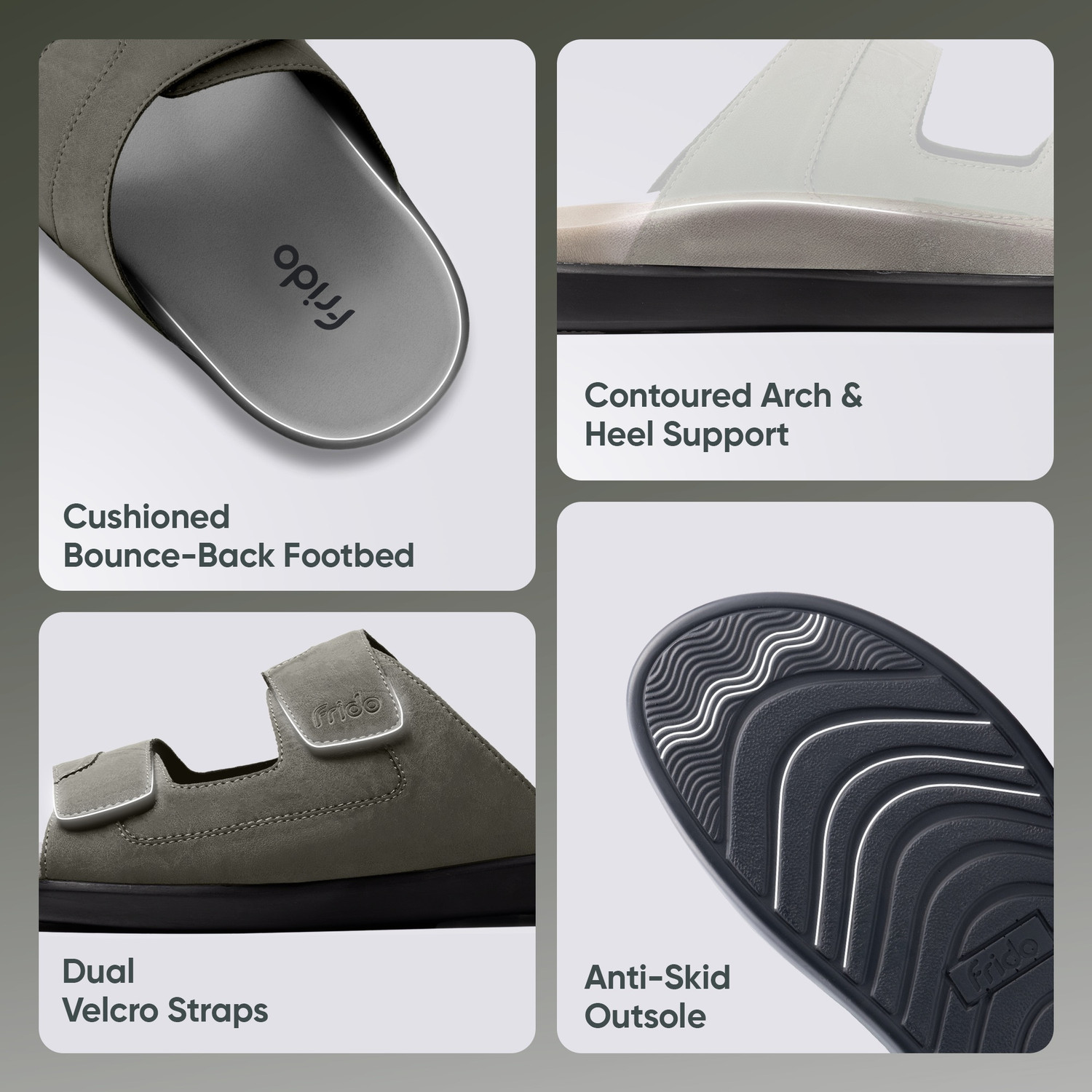 Image of Frido Comfort Dual Strap Footwear With Bounce Back Cushioned Footbed Adjustable Velcro Men Casual