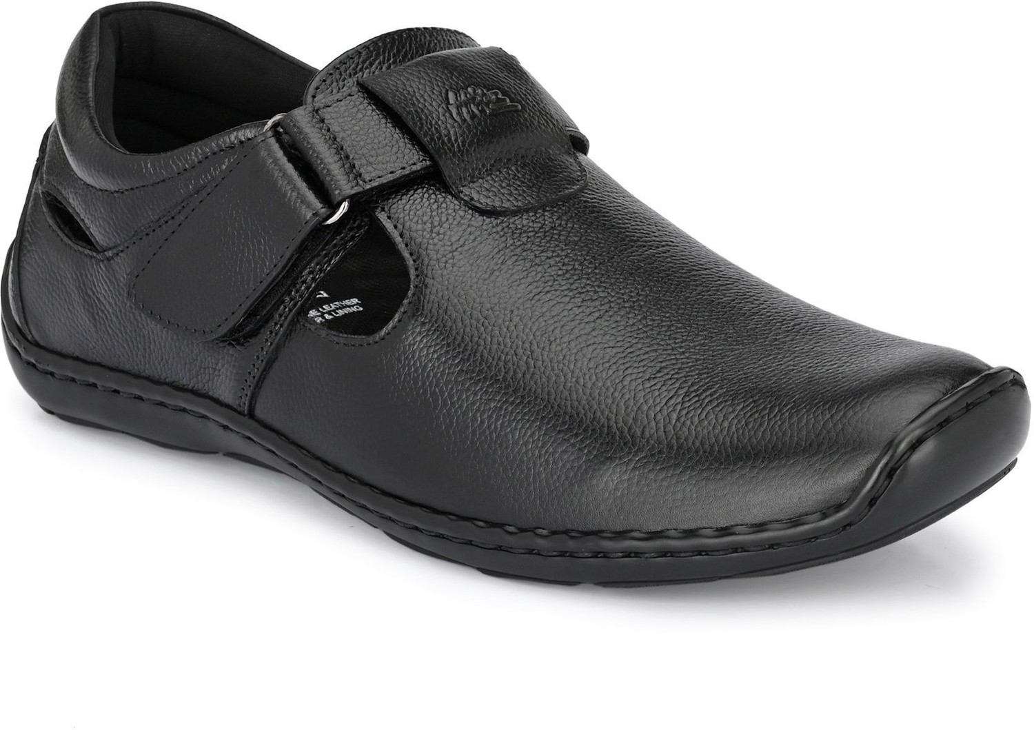 Image of Hitz Black Leather Shoe-Style Sandals Men Casual
