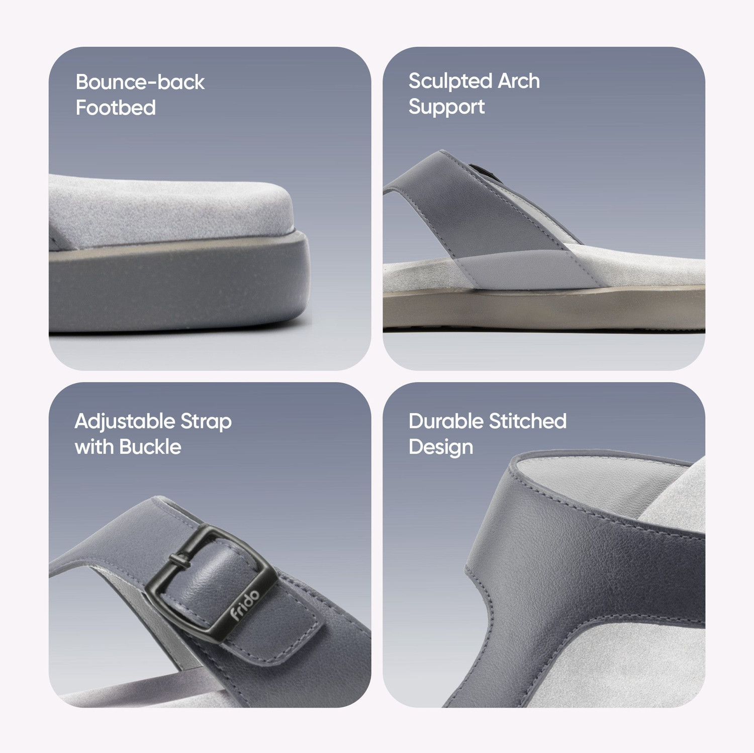 Image of Frido Cloud Comfort Diabetic Ortho Arch Support for Pain Relief Anti-Skid Sole Cushion Men Sandals