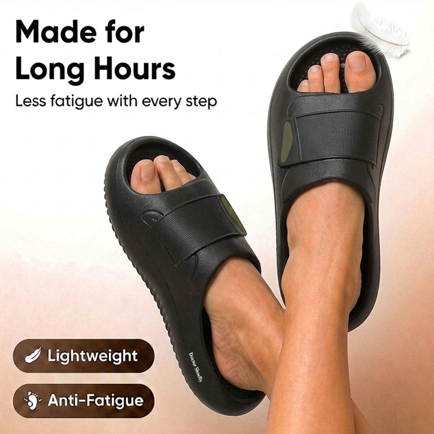 Image of Doctor Shoefly Orthopedic Design | Arch Support | Diabetic Friendly| Pain Relief Men Slippers (White, 6)