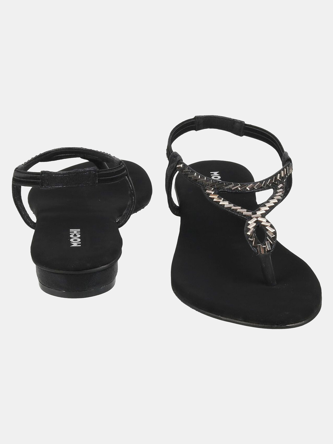 Image of MOCHI BlackEmbellishedT-Strap Women Heels