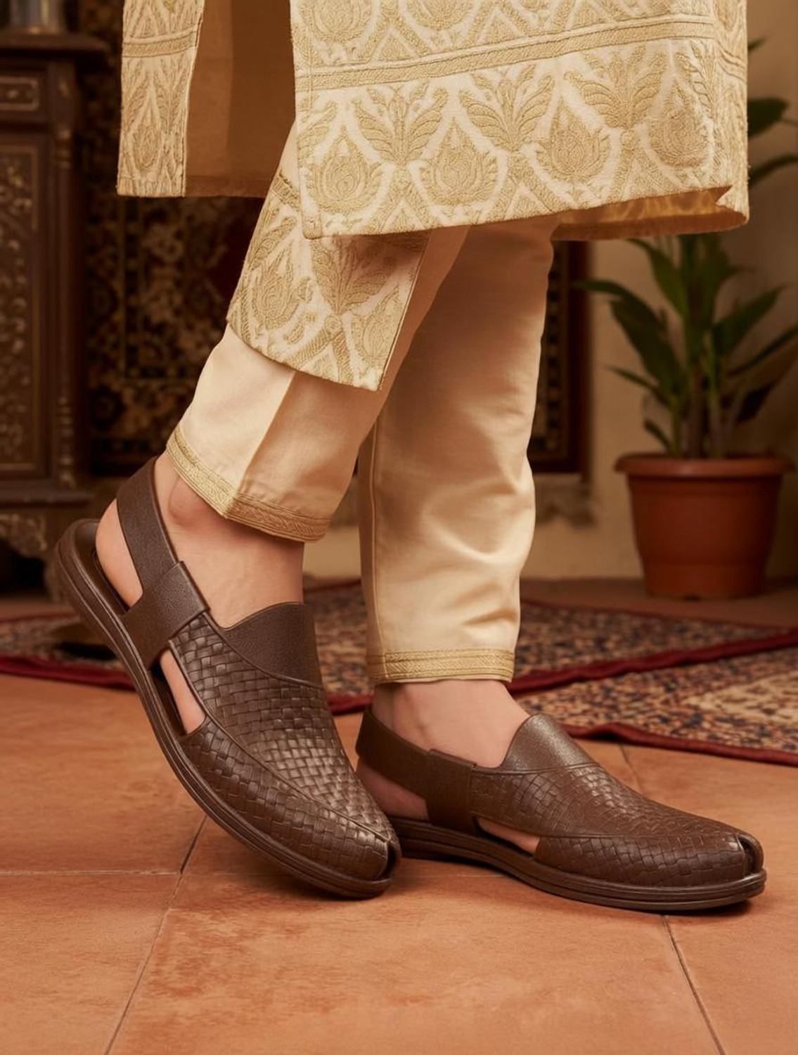 Image of AJANTA Peshawari Waterproof Sandals, Casual Slip-on for Ethnic & Parties,Closed Toe Men Sandals