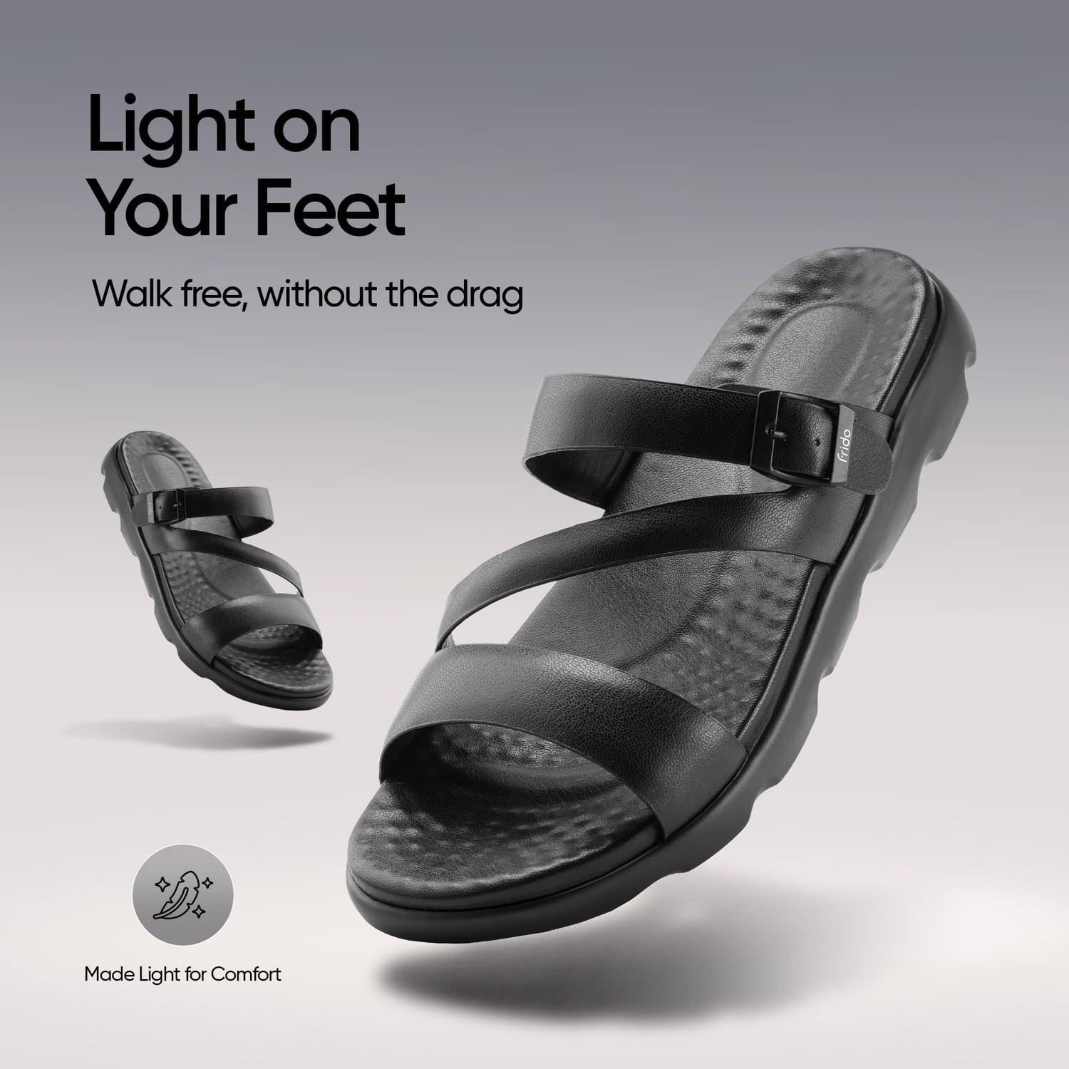Image of Frido Cloud Comfort Open Toe with Adjustable Z-Strap, Cushioned PU Footbed Women Flats