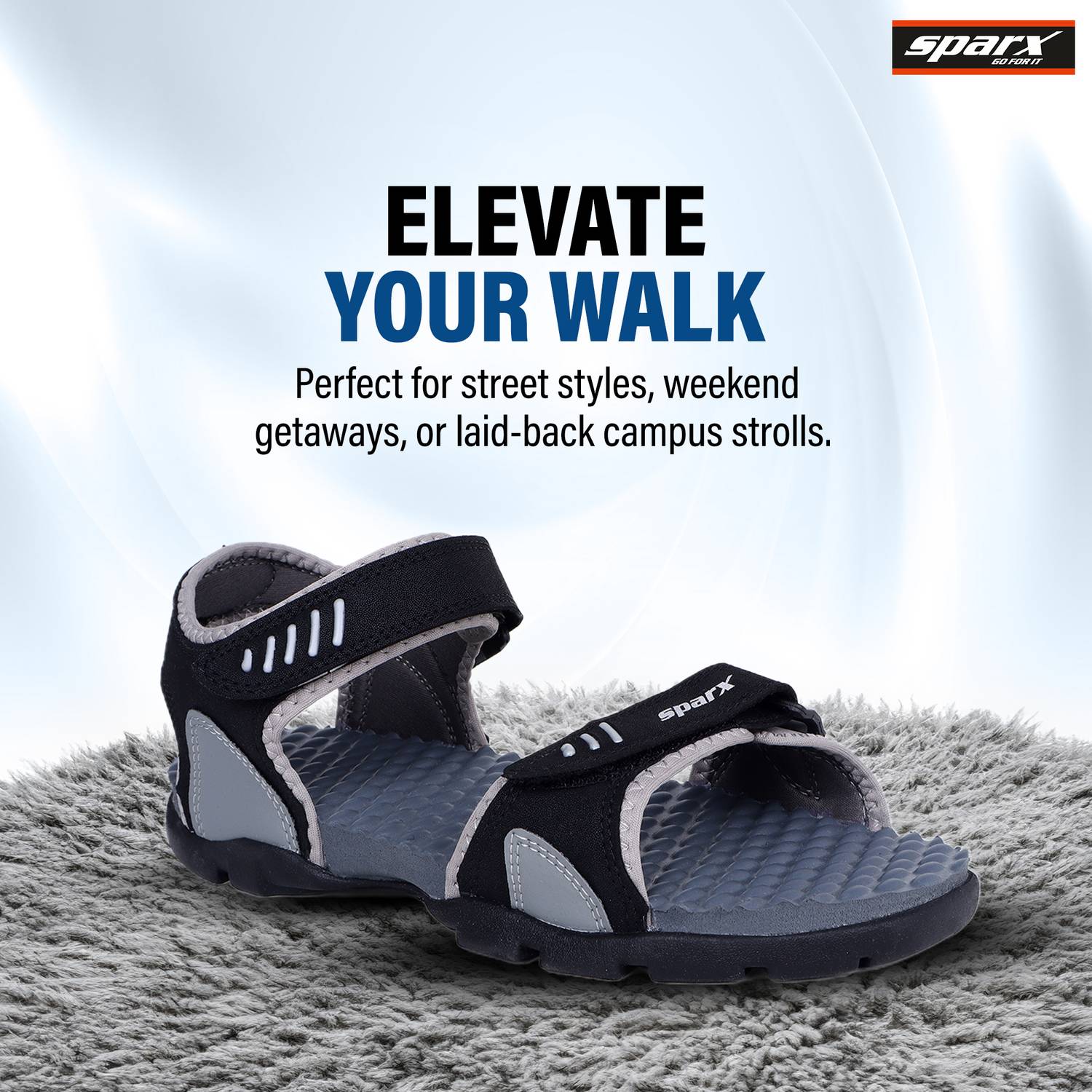Sparx Men Sports Sandals Black - Image 3