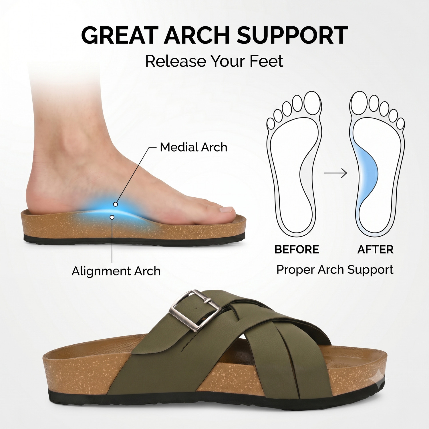 Image of CLERKSVILLE Slip-On Open Toe Casual with Soft PU Footbed & Enhanced /Lightweight Design Men Flats