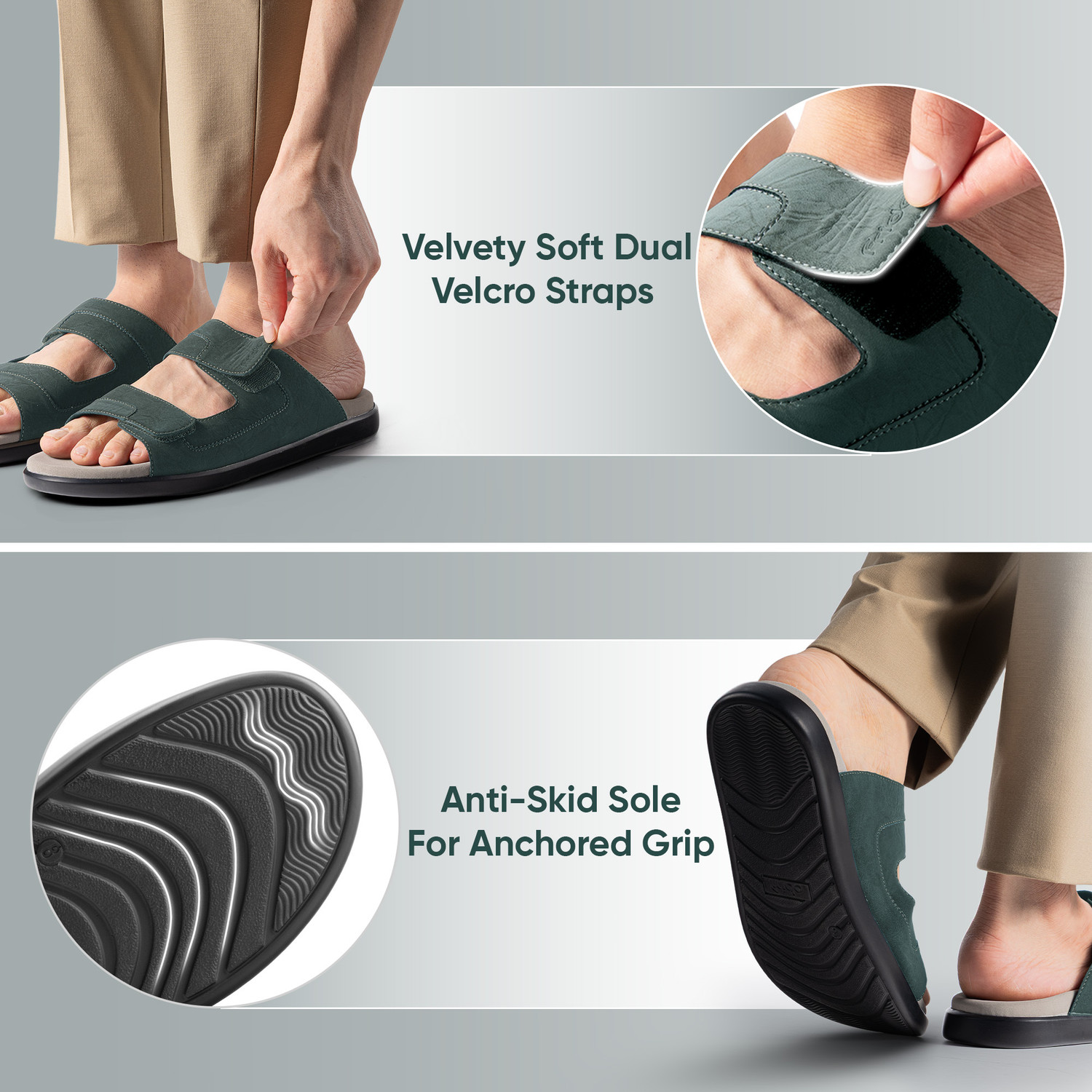 Image of Frido Comfort Dual Strap Footwear With Bounce Back Cushioned Footbed Adjustable Velcro Men Casual