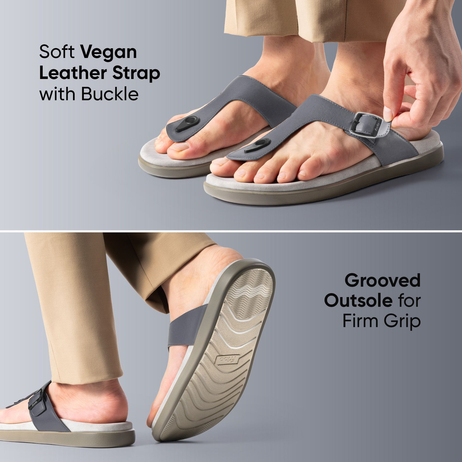 Image of Frido Cloud Comfort Diabetic Ortho Arch Support for Pain Relief Anti-Skid Sole Cushion Men Sandals