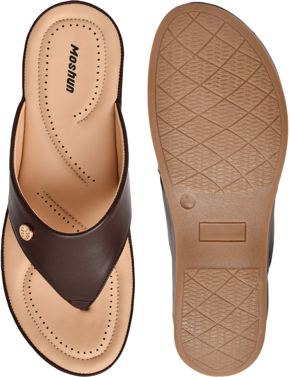 Image of moshun Women Flats Sandal (Maroon, 8)