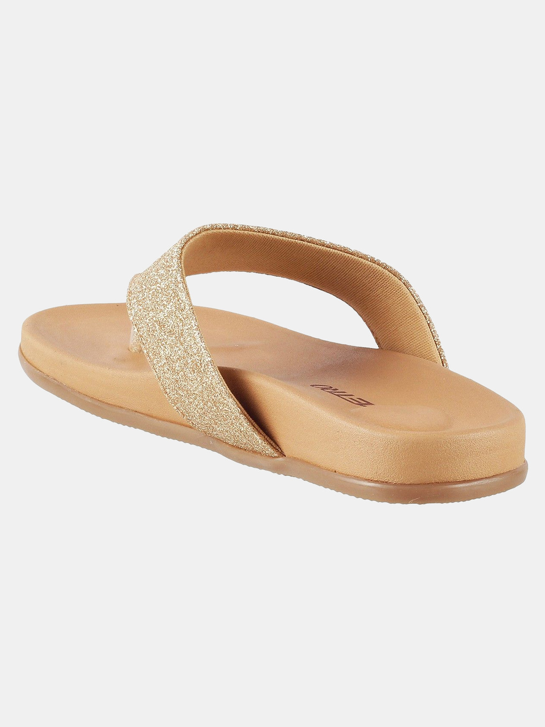 Image of METRO Gold-TonedTexturedT-Strap Women Flats