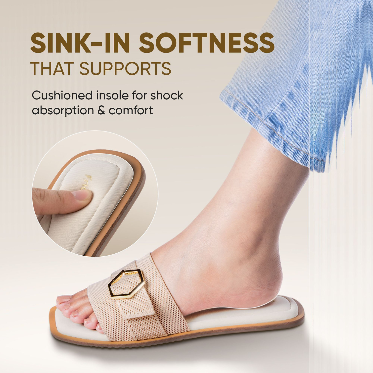 Image of Frido Comfort Flat Stylish Footwear With Cushioned Zero-Drop Sole, Padded Knit Upper Women Flats