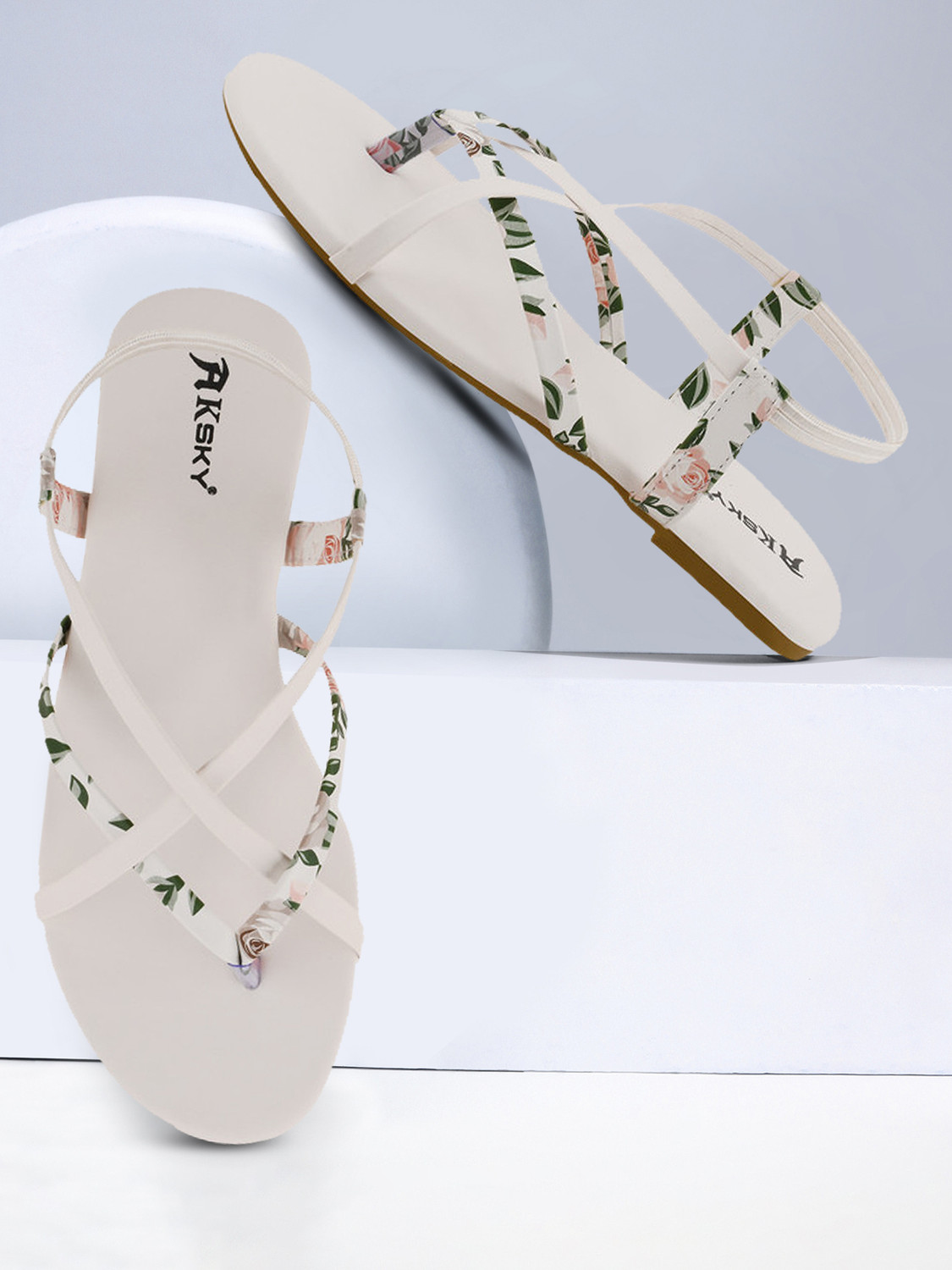 Image of ZEBIN Women Flats Sandal (White, 3)