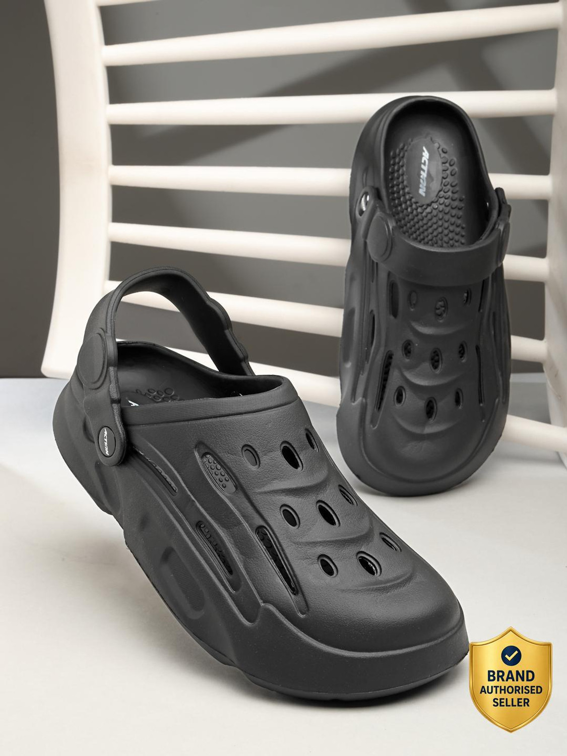 Image of action Men COOL-1001 Trendy Comfortable Lightweight Breathable Casual Slip-On Sandal (Black, 6)
