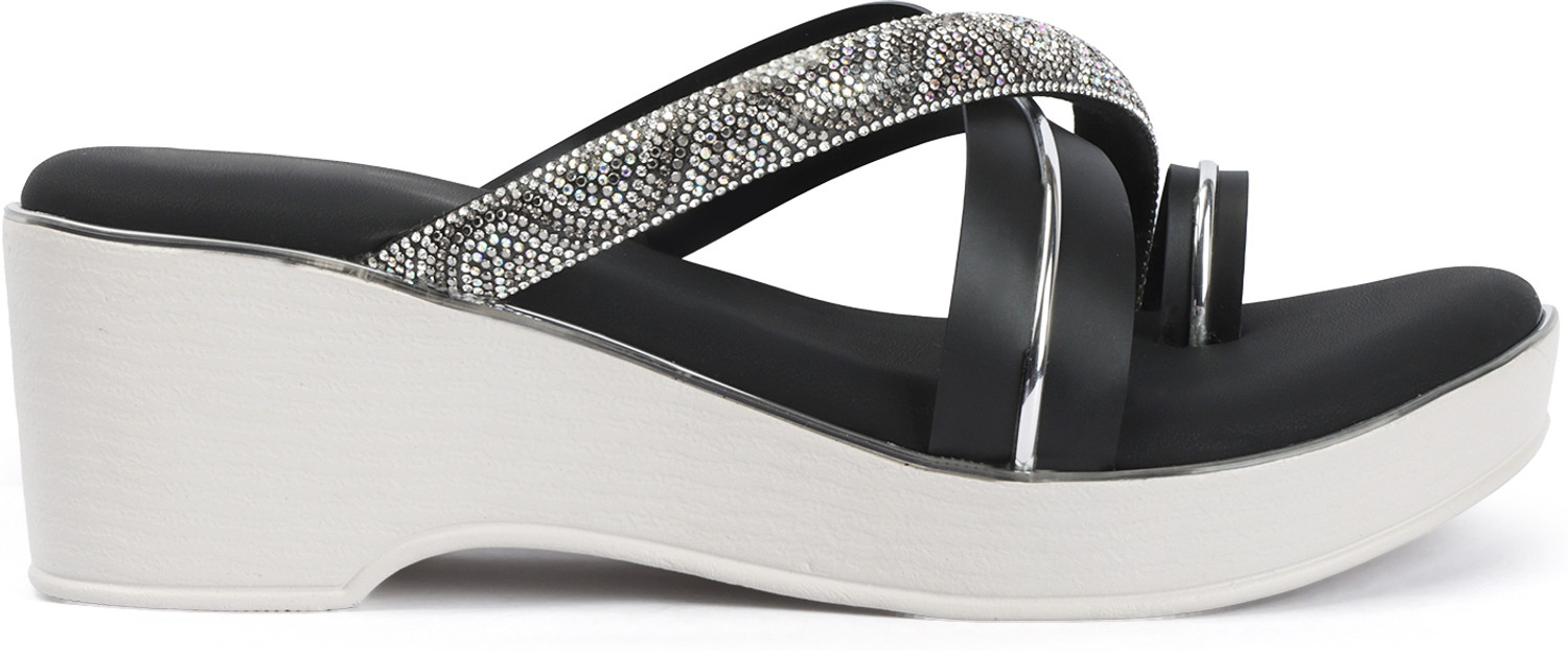 Image of Bootco Women Wedges Sandal (Black, 7)